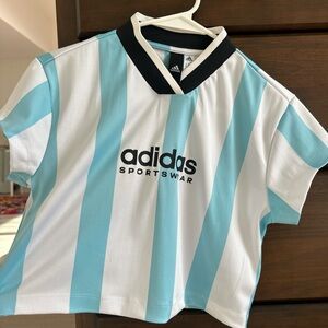 Adidas Sky Blue and White Striped Jersey